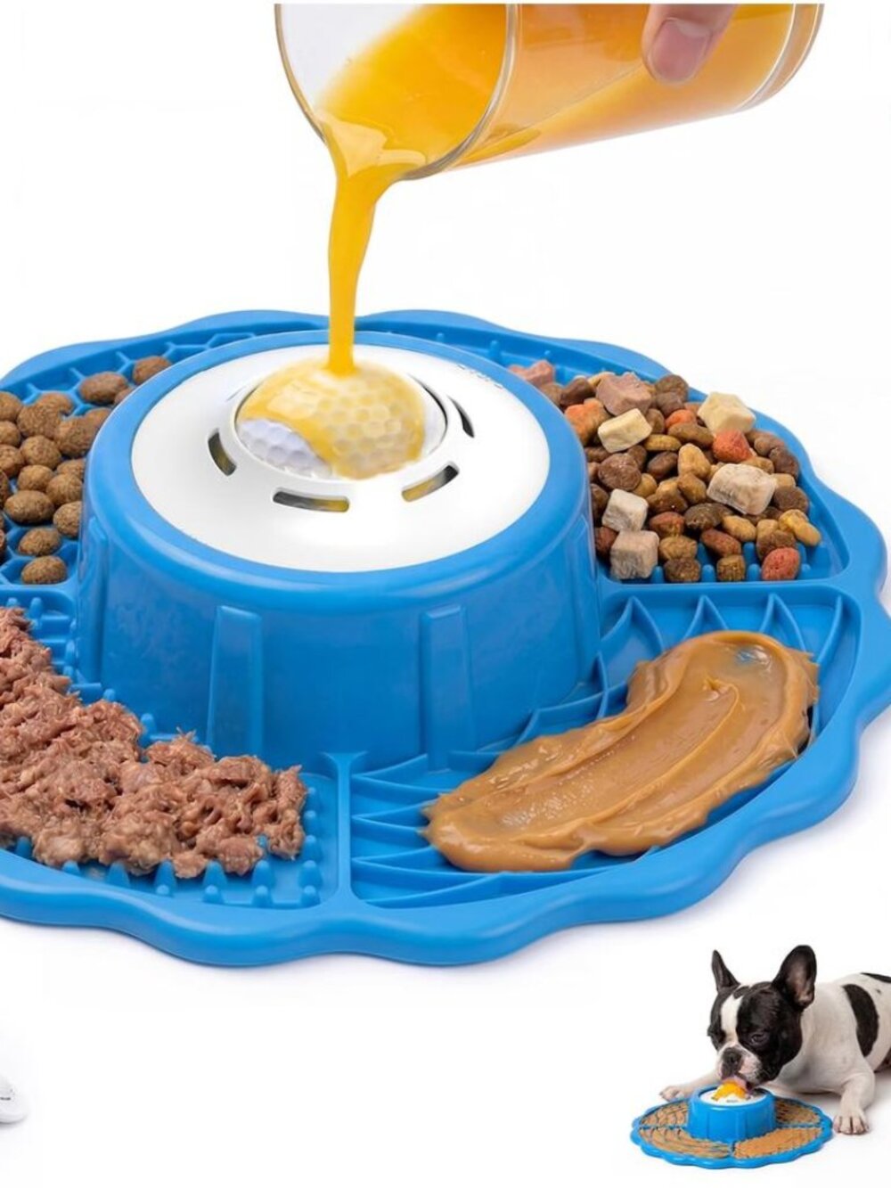 NEW Slow Feeder Dog Bowls with Lick Mat & Rolling Lick Ball, Enrichment Toys